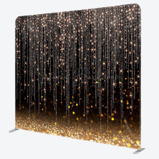 Lofaris Black Gold Bokeh Glitter Square Tension Backdrop