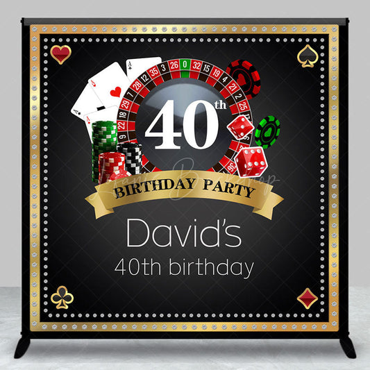 Lofaris Black Gold Casino Custom Name 40th Birthday Backdrop