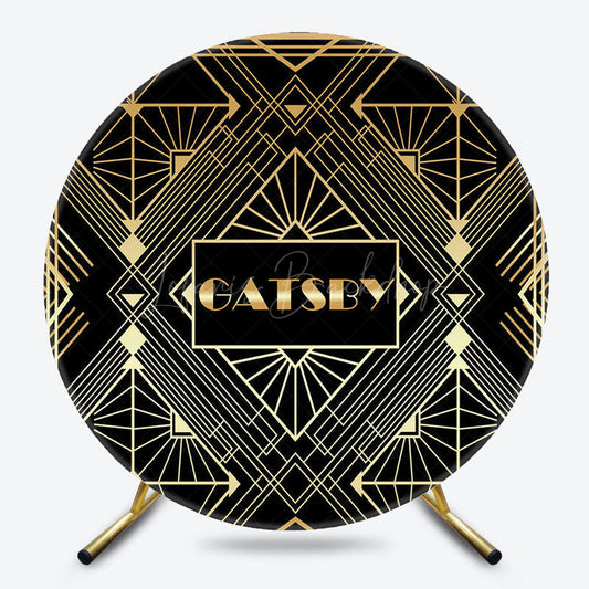 Lofaris Black Gold Elegant Gatsby Round Birthday Backdrop