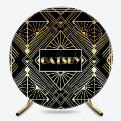 Lofaris Black Gold Elegant Gatsby Round Birthday Backdrop