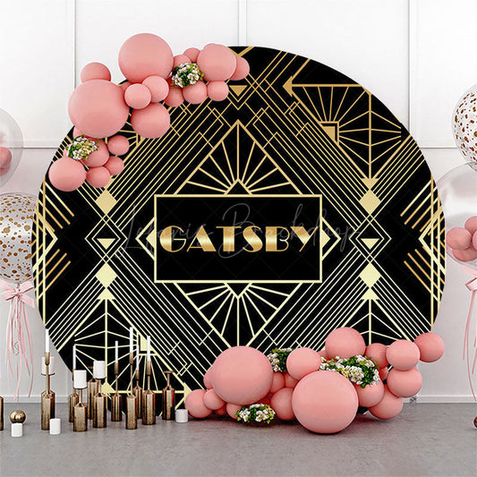 Lofaris Black Gold Elegant Gatsby Round Birthday Backdrop