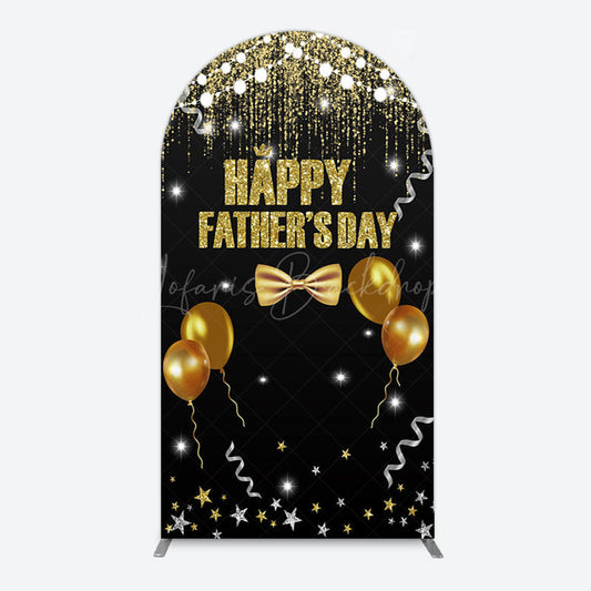 Lofaris Black Gold Glitter Happy Fathers Day Arch Backdrop
