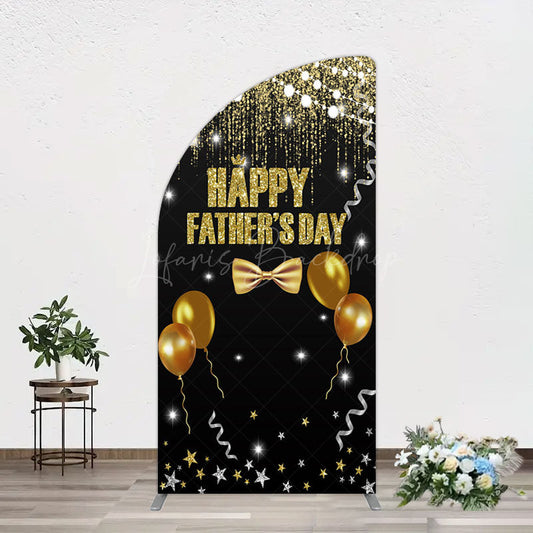 Lofaris Black Gold Glitter Happy Fathers Day Half Moon Arch Backdrop