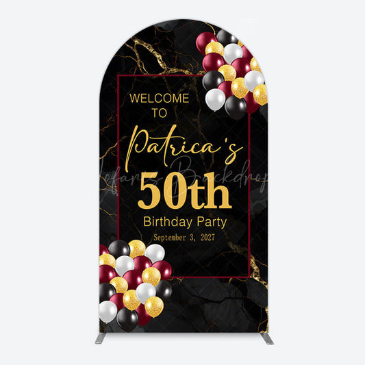 Lofaris Black Gold Marble Balloon 50th Birthday Arch Backdrop