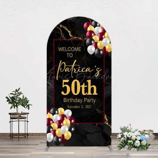 Lofaris Black Gold Marble Balloon 50th Birthday Arch Backdrop