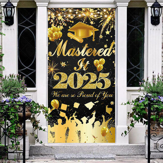 Lofaris Black Gold Mastered It 2025 Graduation Door Cover