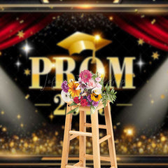 Lofaris Black Gold Stars Prom 2025 Graduation Party Backdrop