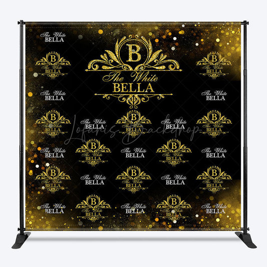 Lofaris Black Gold Step And Repeat Custom Name Party Backdrop