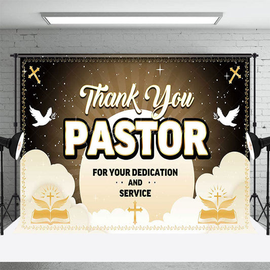 Lofaris Black Gold Sun Rays Pigeon Thank You Pastor Backdrop