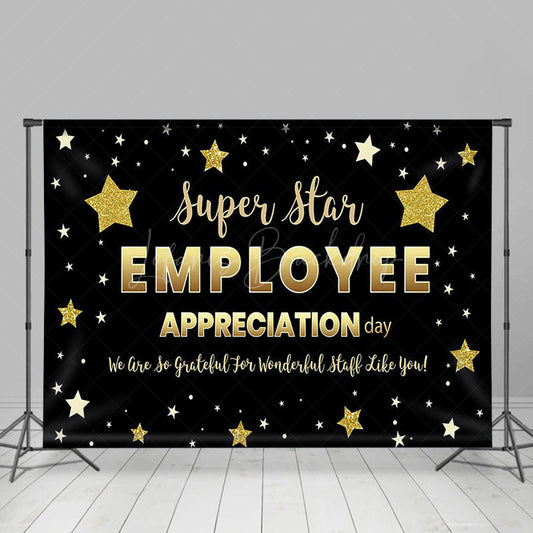 Lofaris Black Gold Super Star Employee Appreciation Backdrop