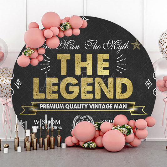 Lofaris black gold the legend man round birthday backdrop