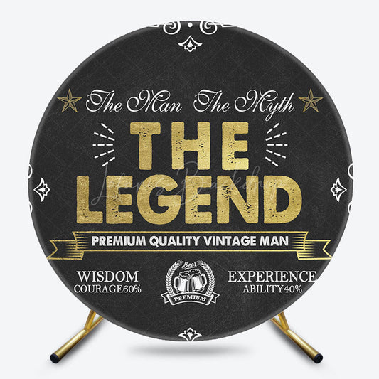 Lofaris black gold the legend man round birthday backdrop