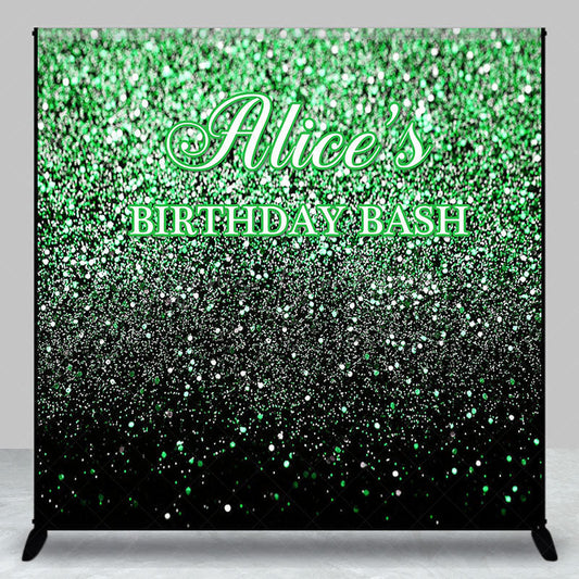 Lofaris Black Green Glitter Custom Name Birthday Bash Backdrop