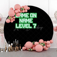 Lofaris Black Green Pixelated Game On Round Backdrop Retro Video Birthday Party Decor Gamer Event