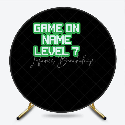 Lofaris Black Green Pixelated Game On Round Backdrop Retro Video Birthday Party Decor Gamer Event