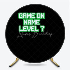 Lofaris Black Green Pixelated Game On Round Backdrop Retro Video Birthday Party Decor Gamer Event