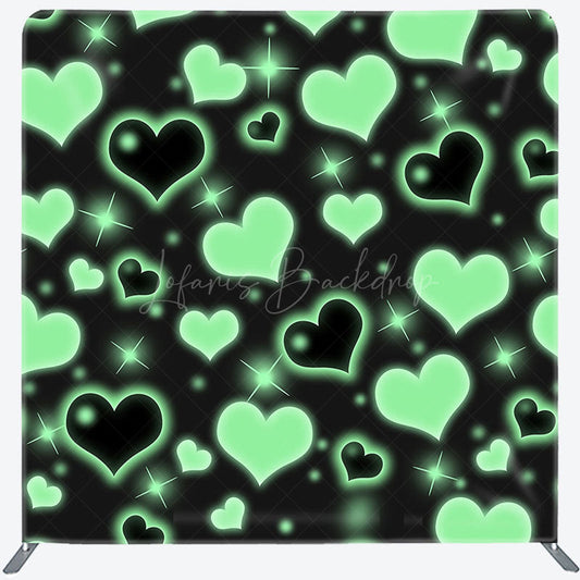 Lofaris Black Green Sprakle Hearts Square Tension Backdrop