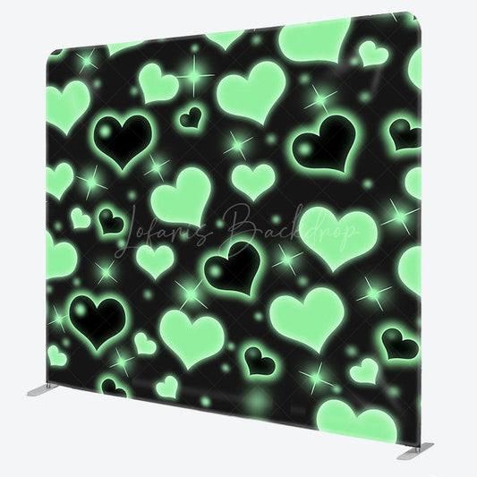Lofaris Black Green Sprakle Hearts Square Tension Backdrop