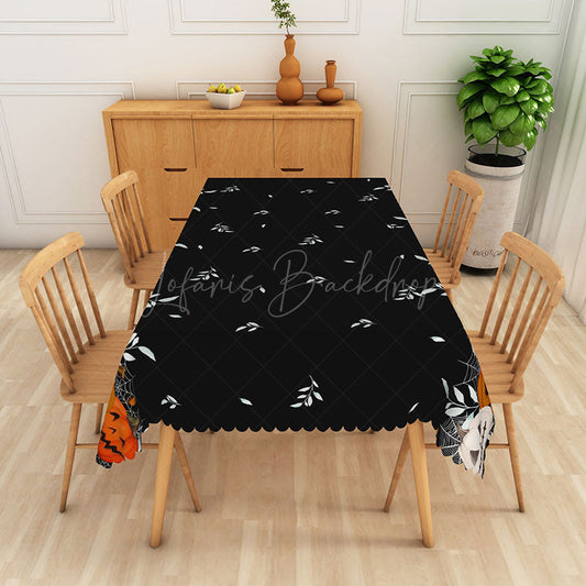 Lofaris Black Halloween Tablecloth with Jack o’ Lanterns for Spooky Pumpkin Themed Holiday Party Decor