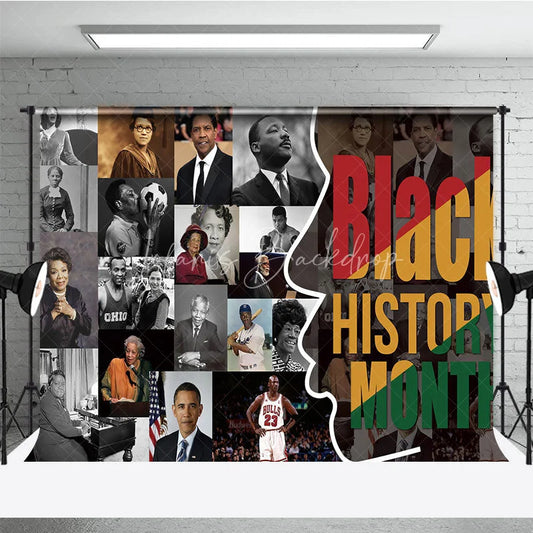 Lofaris Black History Month Backdrop African American Heroes Collage Heritage Background Educational School Event Party Decor