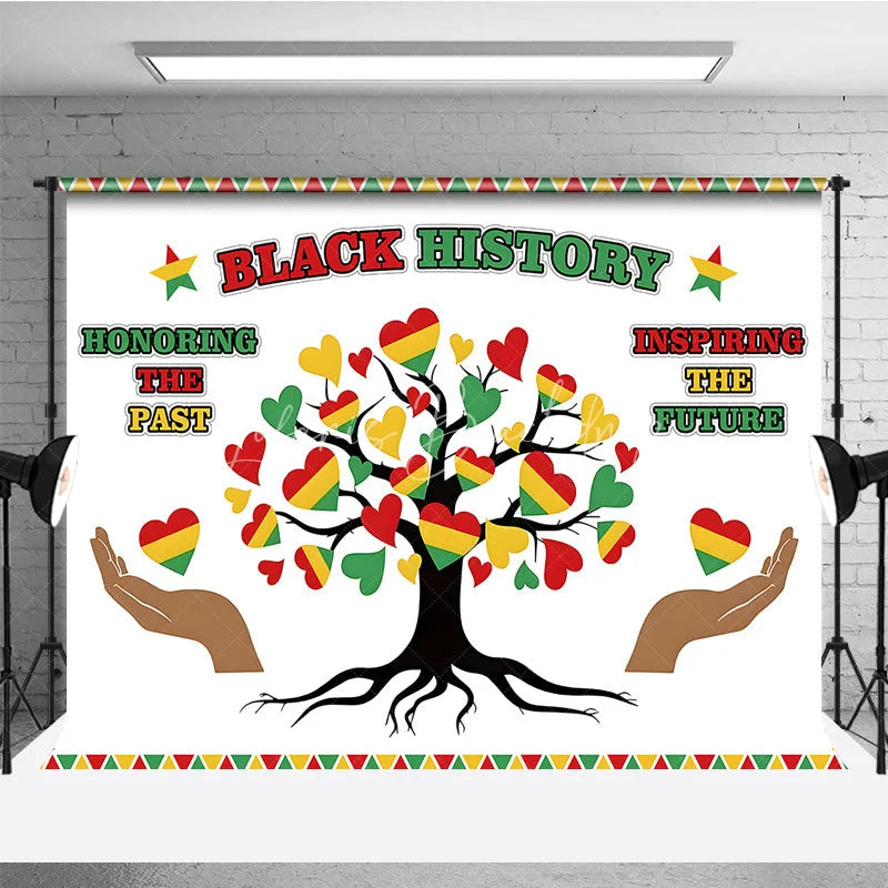 Lofaris Black History Month Backdrop Honoring the Past Inspiring Future Heart Tree Background African American Heritage Banner