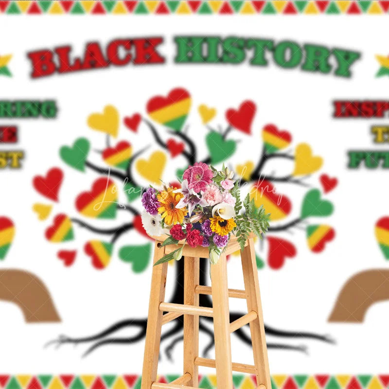 Lofaris Black History Month Backdrop Honoring the Past Inspiring Future Heart Tree Background African American Heritage Banner
