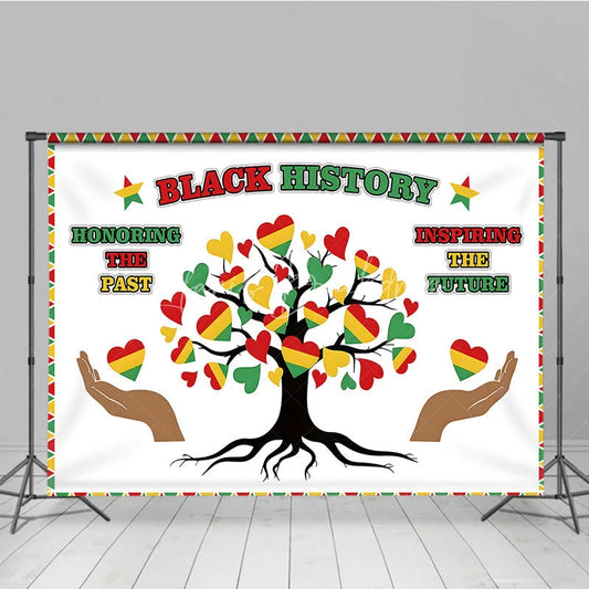Lofaris Black History Month Backdrop Honoring the Past Inspiring Future Heart Tree Background African American Heritage Banner