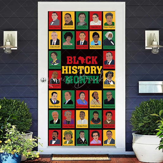 Lofaris Black History Month Door Cover African American Leaders Hero Portrait Party Decoration Education School Banner