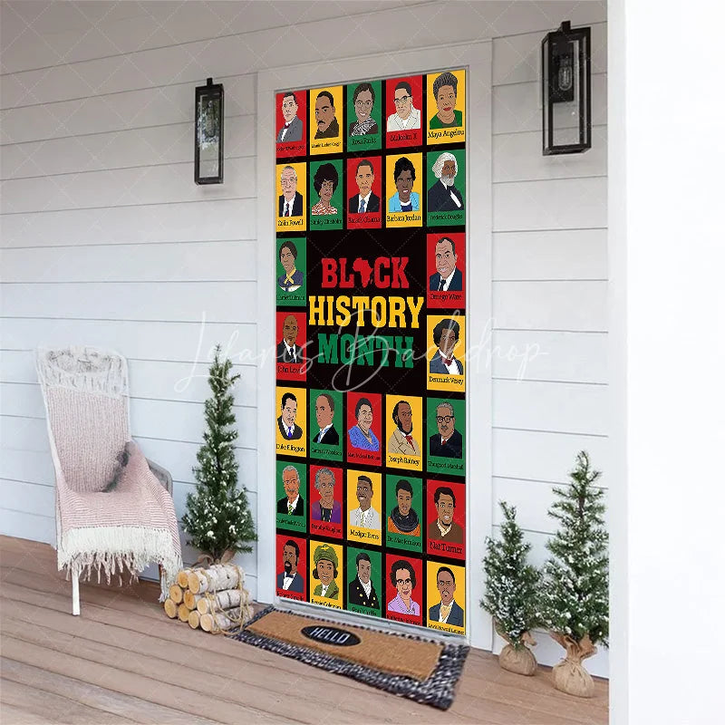 Lofaris Black History Month Door Cover African American Leaders Hero Portrait Party Decoration Education School Banner