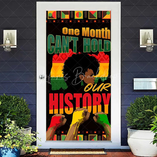 Lofaris Black History Month Door Cover Pan African Flag Colors Raised Fist Party Decoration One Can Not Hold Banner
