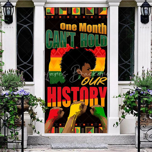 Lofaris Black History Month Door Cover Pan African Flag Colors Raised Fist Party Decoration One Can Not Hold Banner