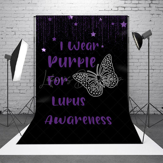 Lofaris Black I Wear Purple For Lupus Awareness Backdrop