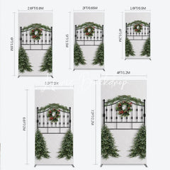 Lofaris Black Metal Christmas Wreath Garland Rectangle Arch Backdrop Holiday Party Decor with Pine Trees
