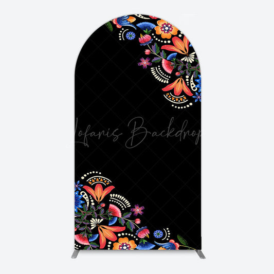 Lofaris Black Mexican National Flower Birthday Arch Backdrop