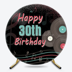 Lofaris Black Musical Disco Round Happy 30th Birthday Backdrop