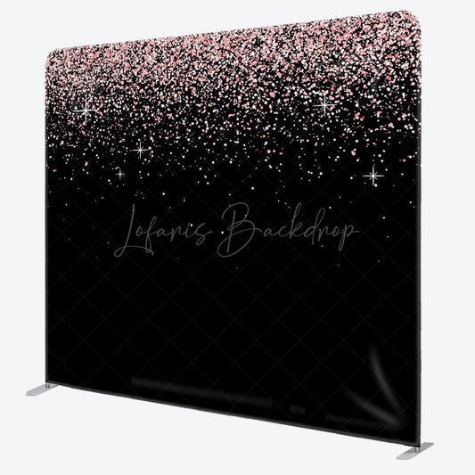 Lofaris Black Pink Glitter Dance Party Pillow Case Backdrop