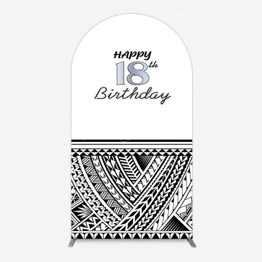 Lofaris Black Polynesian Patterns 18th Birthday Arch Backdrop