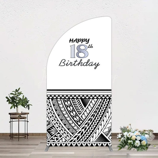 Lofaris Black Polynesian Patterns 18th Birthday Half Moon Arch Backdrop
