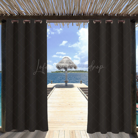 Lofaris Black Privacy Sun Blocking Outdoor Curtains Pergola Waterproof Grommet Top for Front Porch
