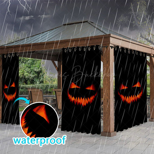 Lofaris Black Pumpkin Waterproof Printed Outdoor Curtains