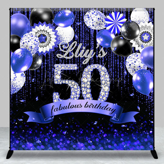 Lofaris Black Purple Balloons Custom 50th Birthday Backdrop
