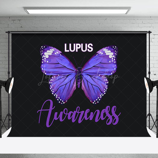Lofaris Black Purple Butterfly Lupus Awareness Month Backdrop