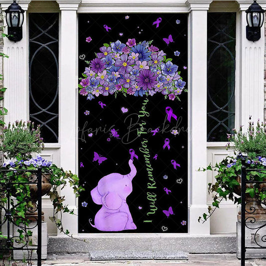 Lofaris Black Purple Floral Butterfly Elephant AD Door Cover