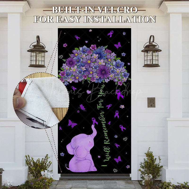 Lofaris Black Purple Floral Butterfly Elephant AD Door Cover