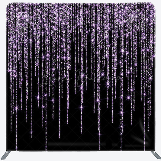 Lofaris Black Purple Sparkle Party Square Tension Backdrop