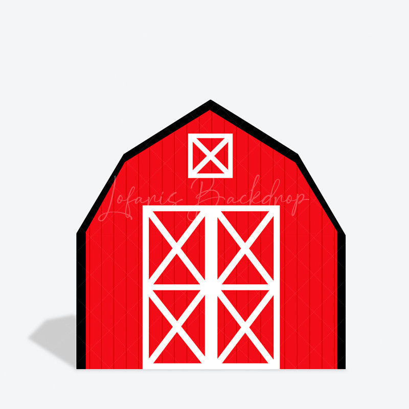 Lofaris Black Red Farm House Barn Door Arch Birthday Backdrop
