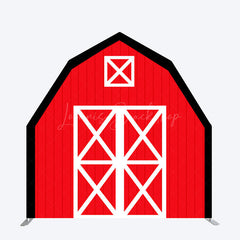 Lofaris Black Red Farm House Barn Door Arch Birthday Backdrop