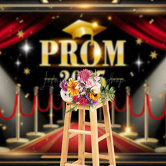 Lofaris Black Red Luxury Carpet Prom 2025 Graduation Backdrop