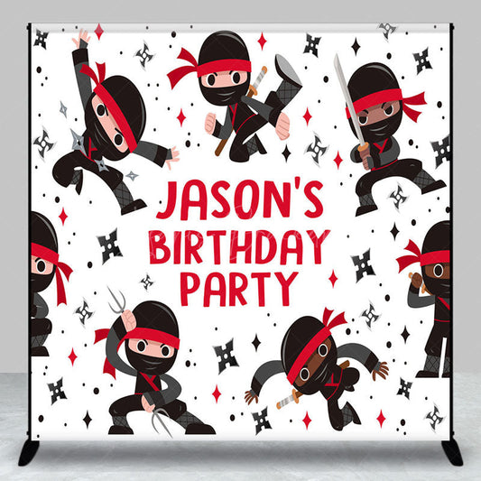 Lofaris Black Red Ninja Darts Custom Name Birthday Backdrop