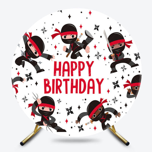 Lofaris Black Red Ninja Darts Games Round Birthday Backdrop